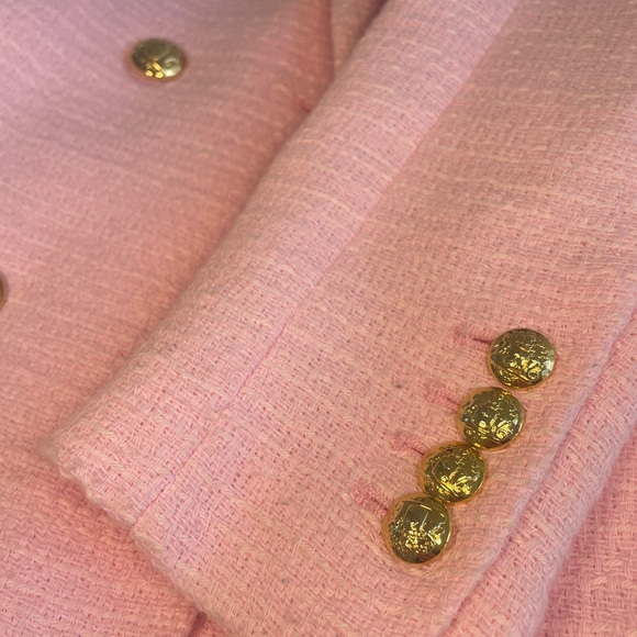 Zara Pink Tweed Double-Breasted Blazer • Size XS - Picture 3 of 4